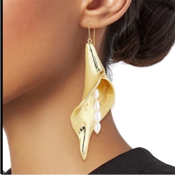NWT CULT GAIA GOLD CALLA DROP EARRINGS - Picture 5 of 10